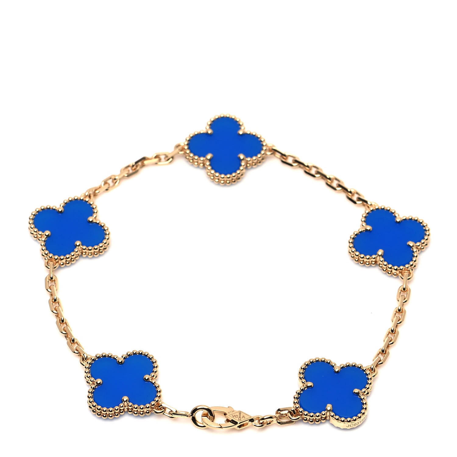Van Cleef & Arpels 18K Yellow Gold Blue Agate 5 Motifs Vintage Alhambra Bracelet 3 of 6