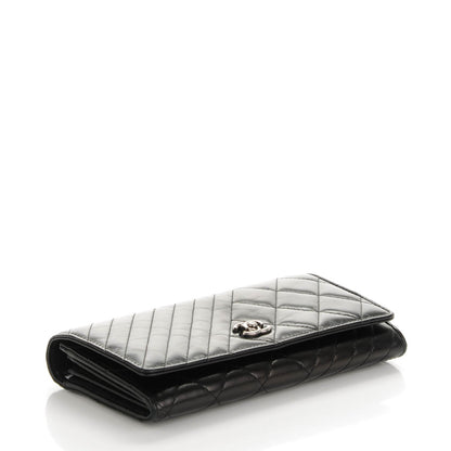 Chanel Glazed Calfskin Quilted Coco Boy Large Gusset Flap Wallet Black 4 of 9