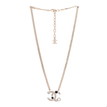 Chanel Crystal Pearl Resin CC Chain Necklace Gold Pearly White Black 3 of 6