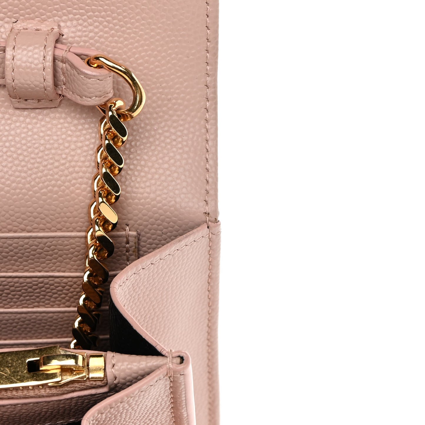 Grain De Poudre Matelasse Chevron Monogram Chain Wallet Pale Pink