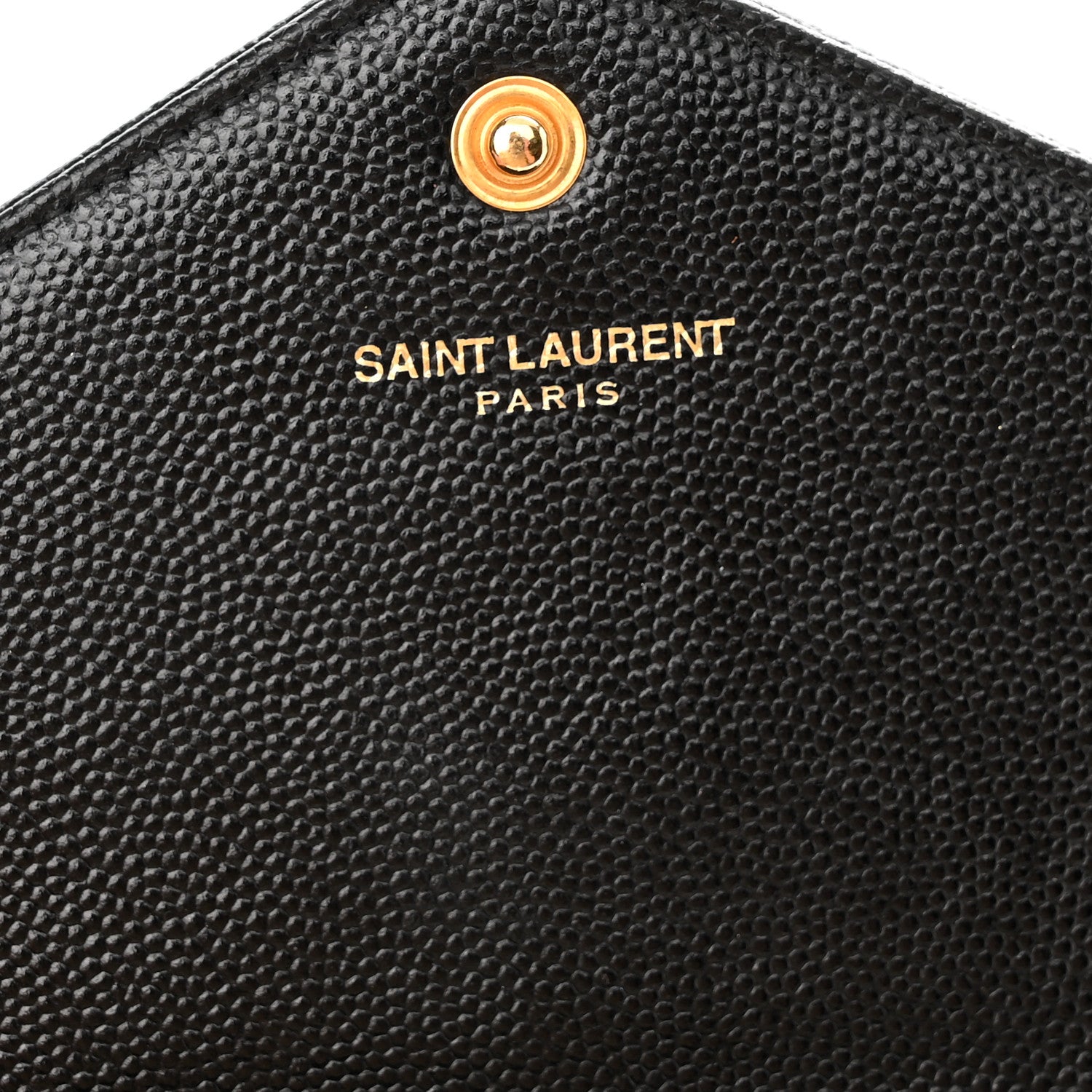 Saint Laurent Grain De Poudre Matelasse Chevron Monogram Envelope Chain Wallet Black 6 of 10