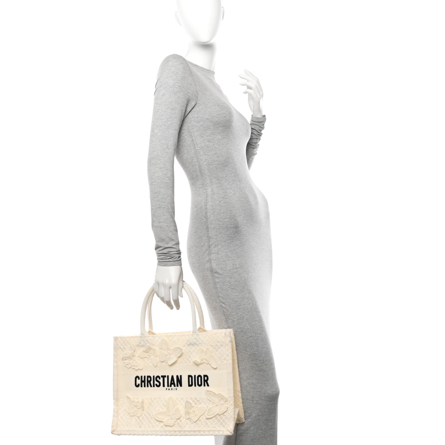 Christian Dior Embroidered 3D Macrame D-Lace Butterfly Medium Book Tote White 3 of 10