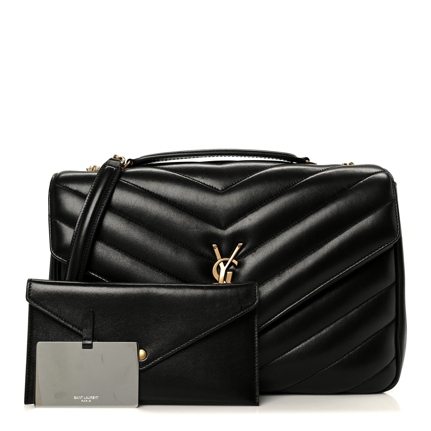 Saint Laurent Lambskin Chevron Quilted Large Loulou Black 3 of 15