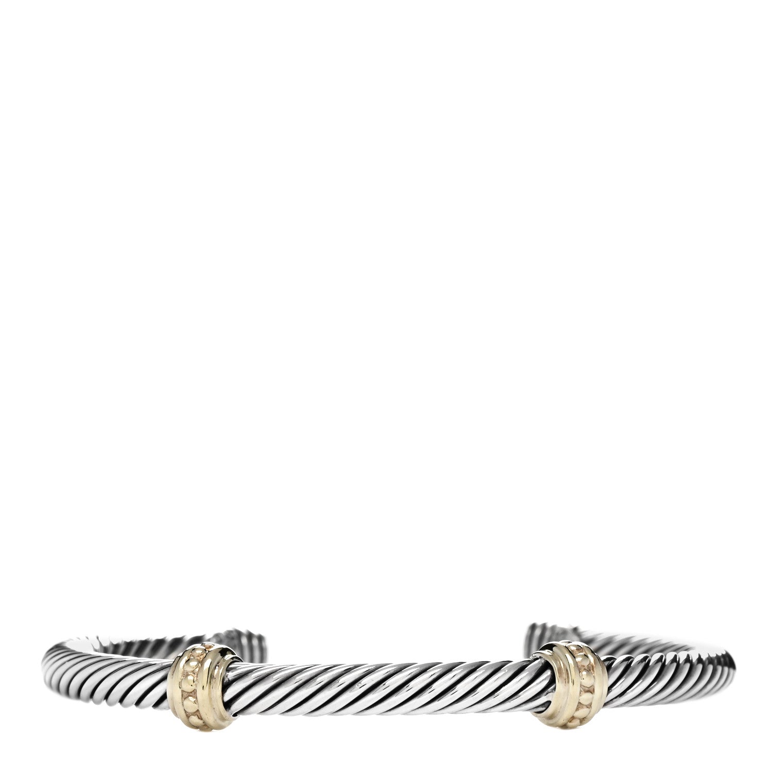 David Yurman Sterling Silver 14K Yellow Gold 5mm Cable Classics Two Station Bracelet 1 of 3