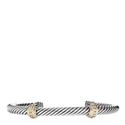 David Yurman Sterling Silver 14K Yellow Gold 5mm Cable Classics Two Station Bracelet 1 of 3