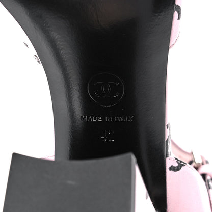 Chanel Printed Lambskin CC Sandals 42 Light Pink Black 6 of 13