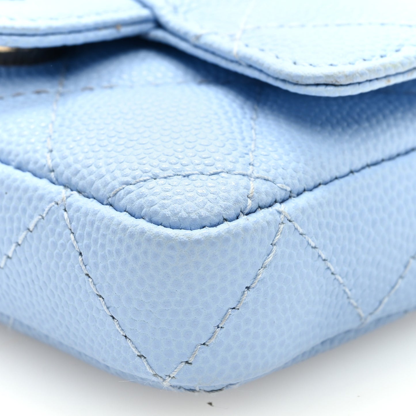 Caviar Quilted Mini Chain Belt Bag Light Blue