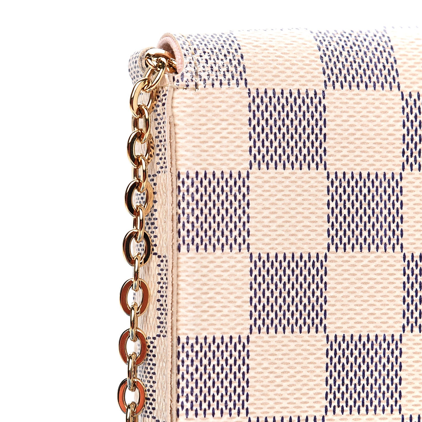 Damier Azur Pochette Felicie Chain Wallet Rose Ballerine