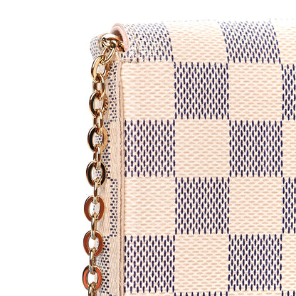 Louis Vuitton Damier Azur Pochette Felicie Chain Wallet Rose Ballerine 6 of 10