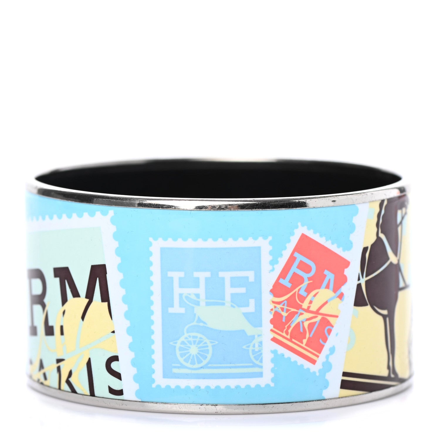 Hermes Enamel Printed Extra Wide De Passage a Paris Bracelet 70 1 of 4