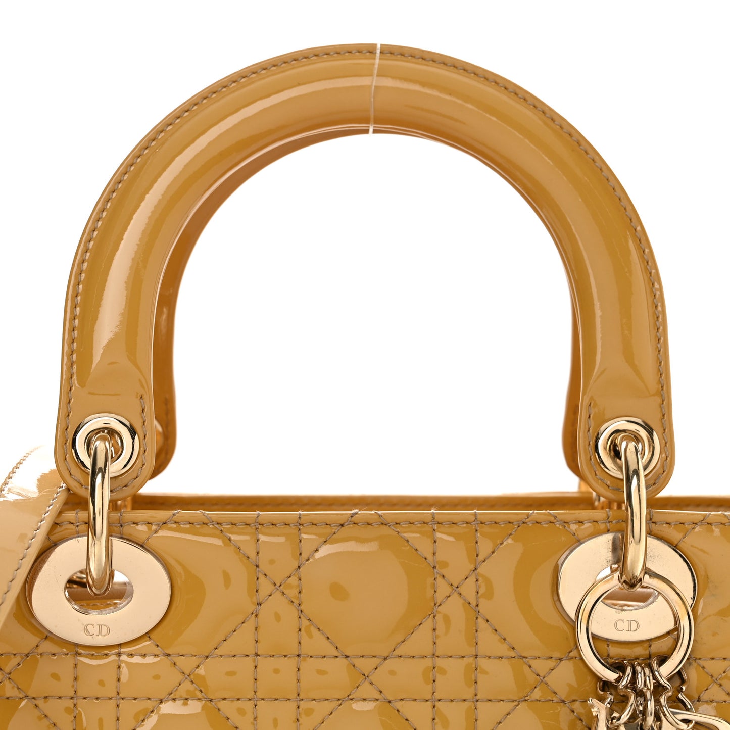 Patent Cannage Medium Lady Dior Beige