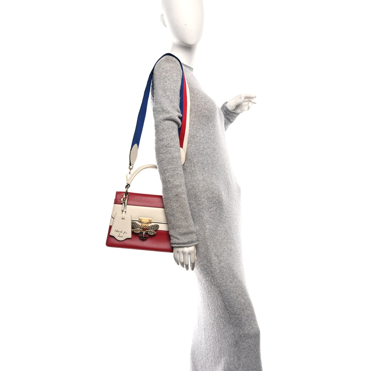 Calfskin Sylvie Web Small Queen Margaret Top Handle Bag Hibiscus Red Mystic White
