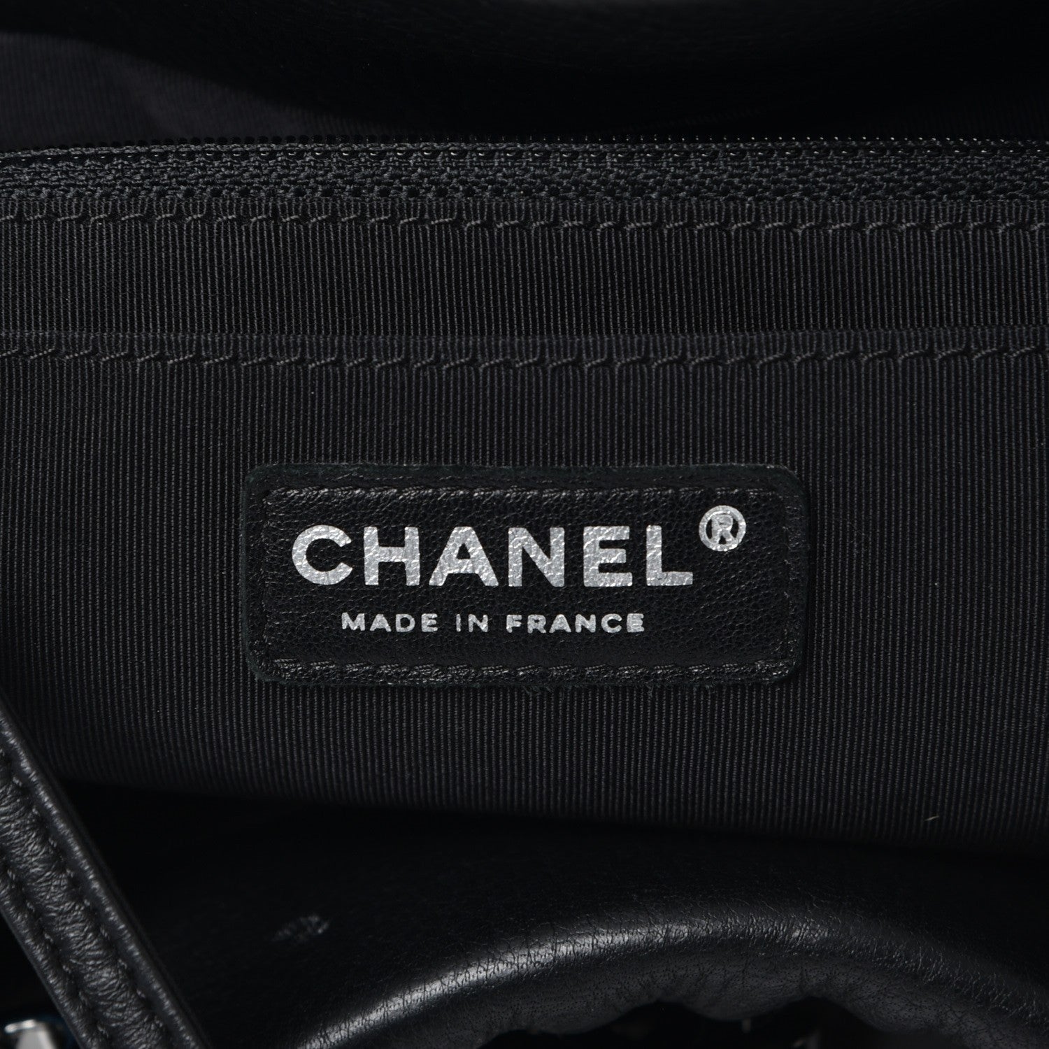 Chanel Deerskin Chevron Large CC Chain Bucket Drawstring Bag Black 6 of 8