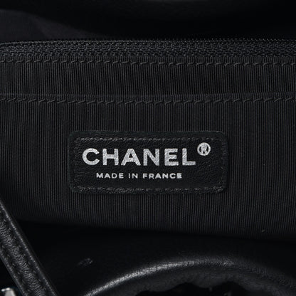 Chanel Deerskin Chevron Large CC Chain Bucket Drawstring Bag Black 6 of 8