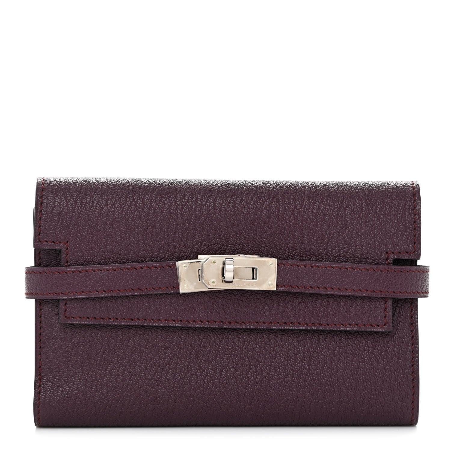 Hermes Chevre Mysore Medium Kelly Wallet Prune 1 of 10