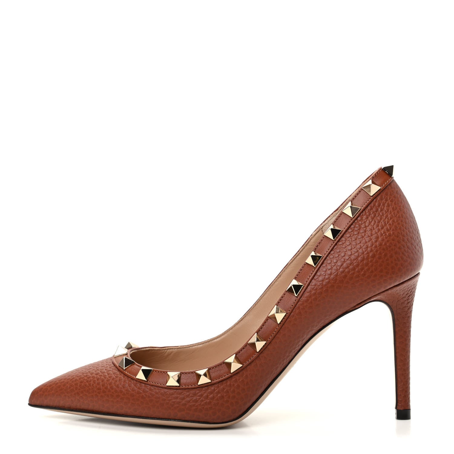Valentino Garavani Pebbled Calfskin Rockstud 85mm Pumps 36 Cuoio 1 of 10
