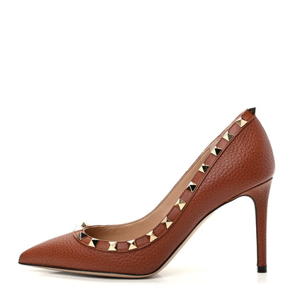 Valentino Garavani Pebbled Calfskin Rockstud 85mm Pumps 36 Cuoio 1 of 10