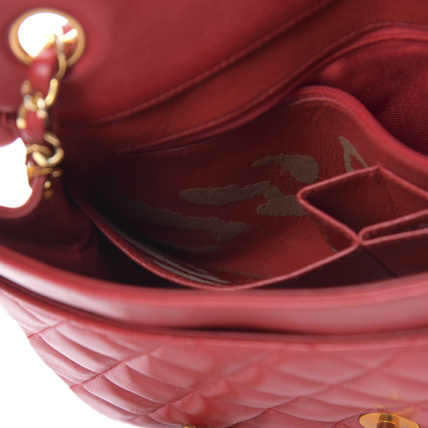 Lambskin Quilted Small Single Flap Red