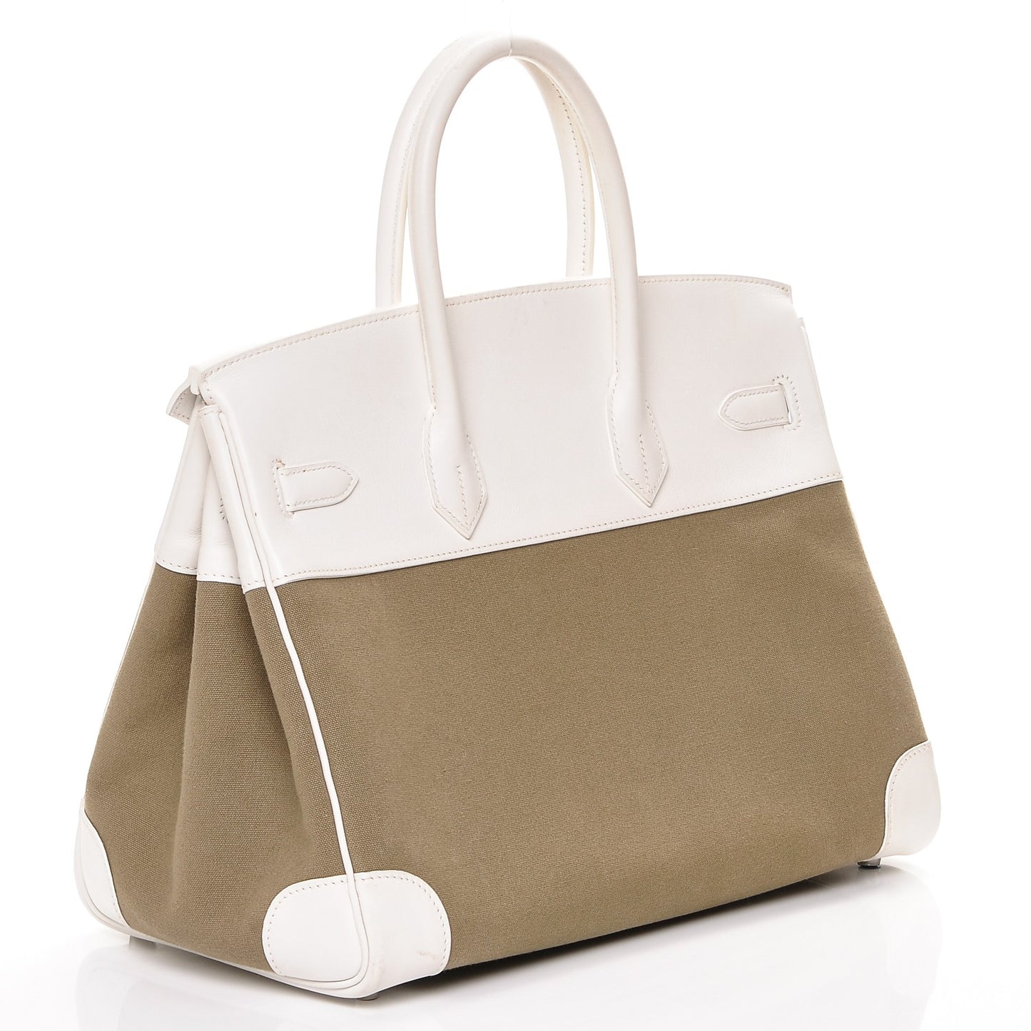 Swift Toile Birkin 35 Blanc Vert Miliatire