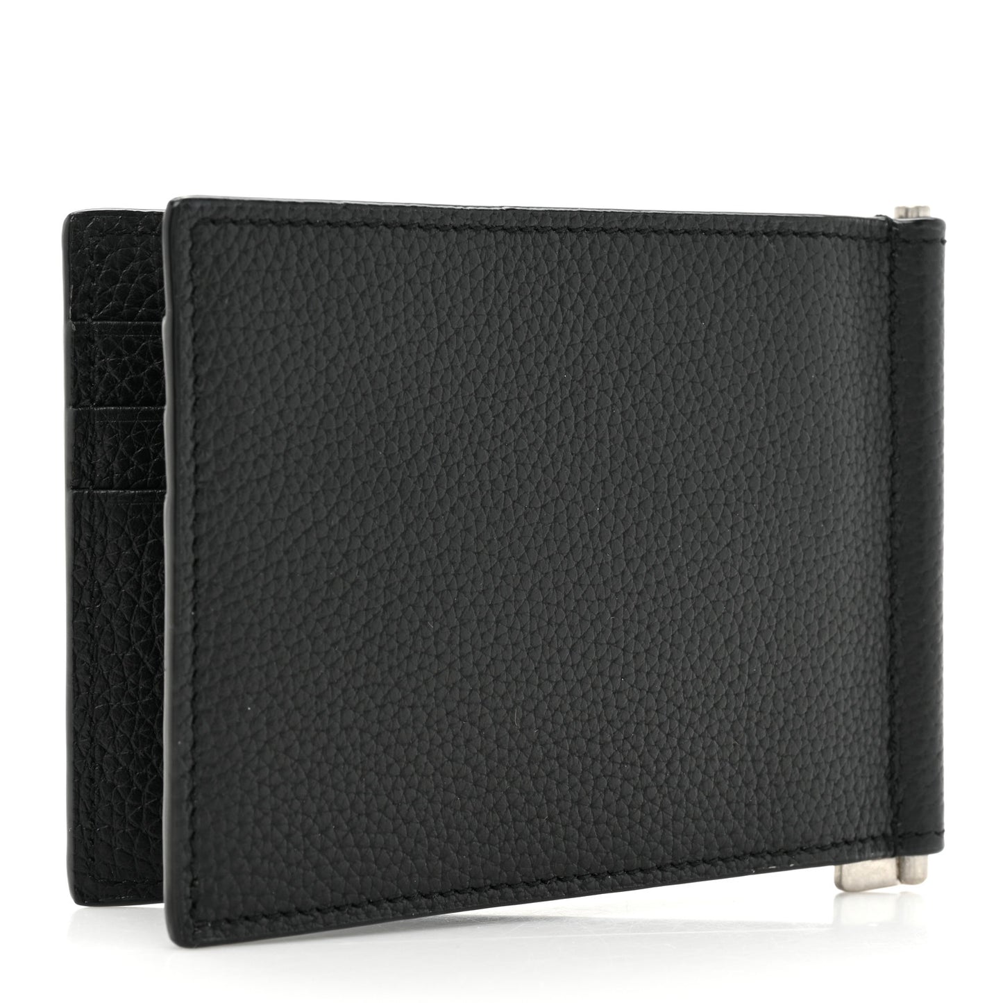 Grained Calfskin Cassandre Shadow Bill Clip Wallet Black