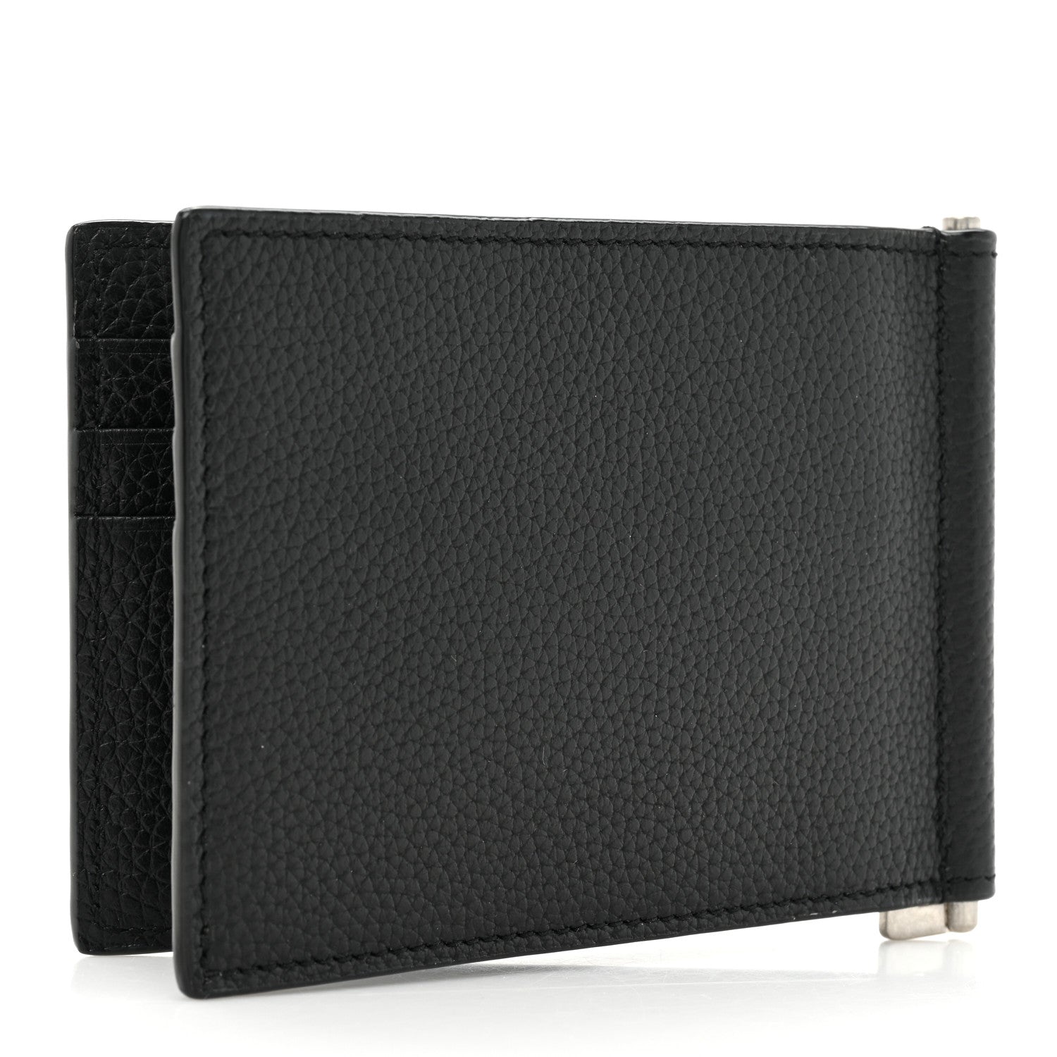 Saint Laurent Grained Calfskin Cassandre Shadow Bill Clip Wallet Black 3 of 11