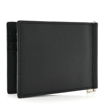 Saint Laurent Grained Calfskin Cassandre Shadow Bill Clip Wallet Black 3 of 11