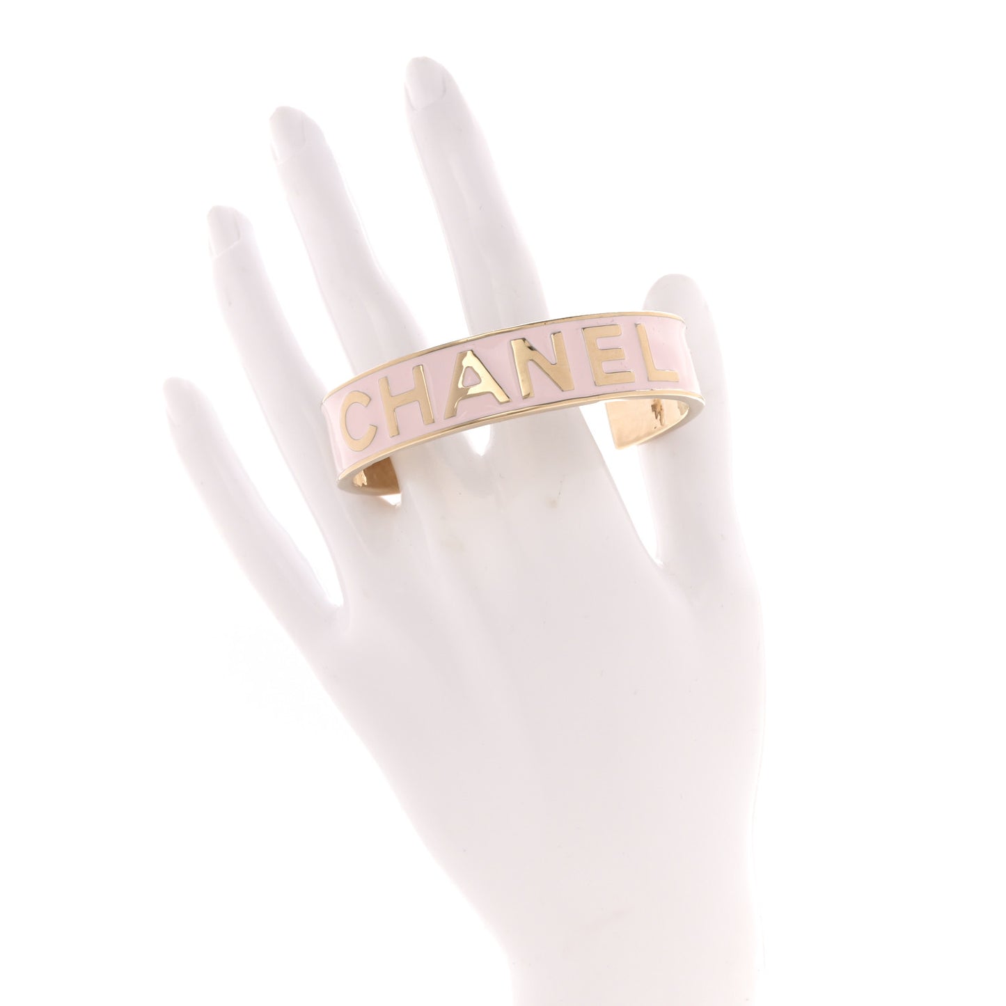 Metal Enamel Chanel Logo Cuff Bracelet M Pink