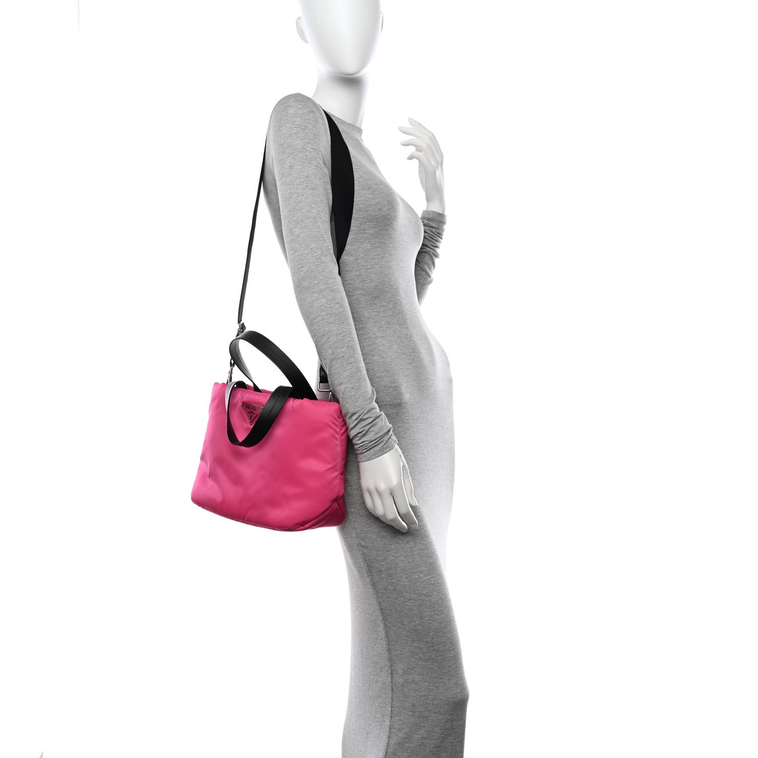 Prada Tessuto Nylon Soft Padded Shopping Tote Fuxia 2 of 9