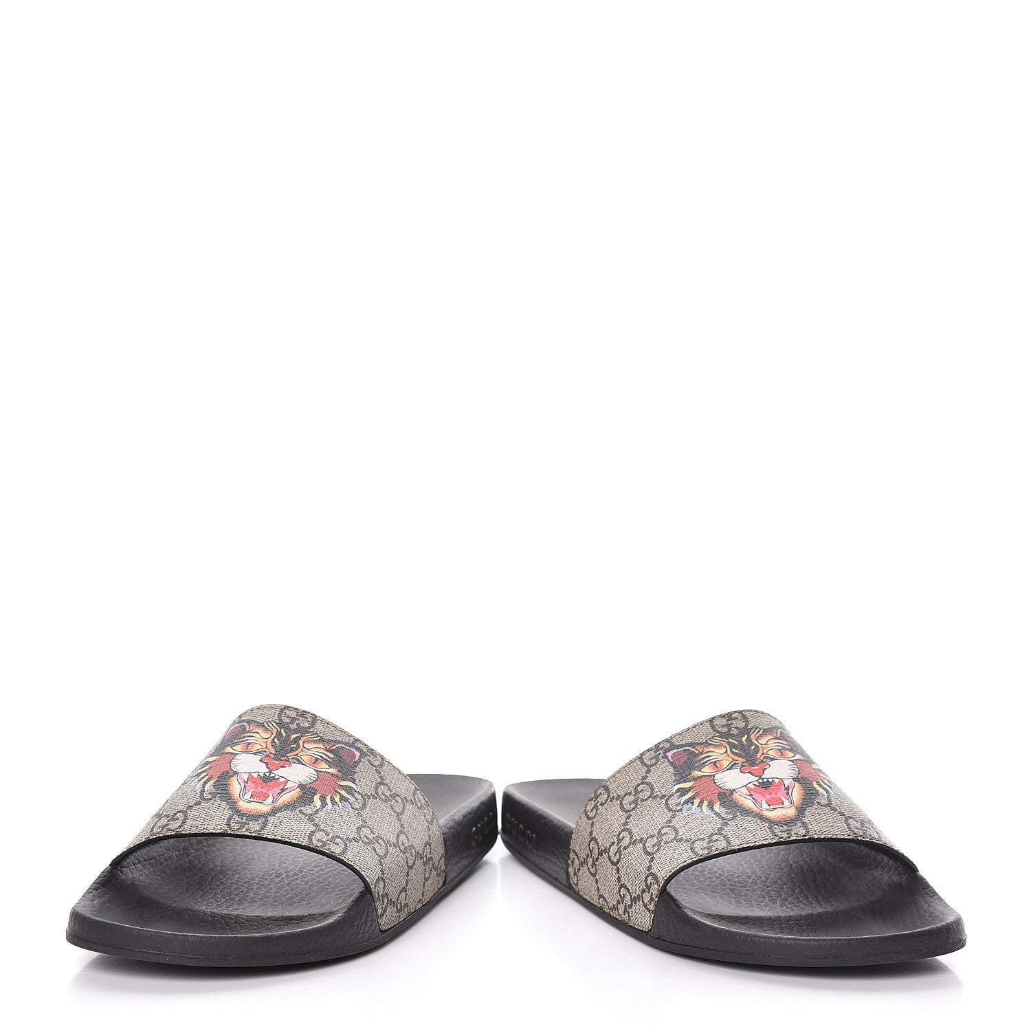 Gucci GG Supreme Monogram Angry Cat Slide Sandals 38 Black Multicolor 6 of 9