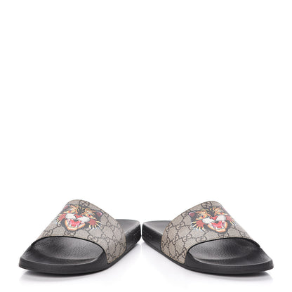 Gucci GG Supreme Monogram Angry Cat Slide Sandals 38 Black Multicolor 6 of 9