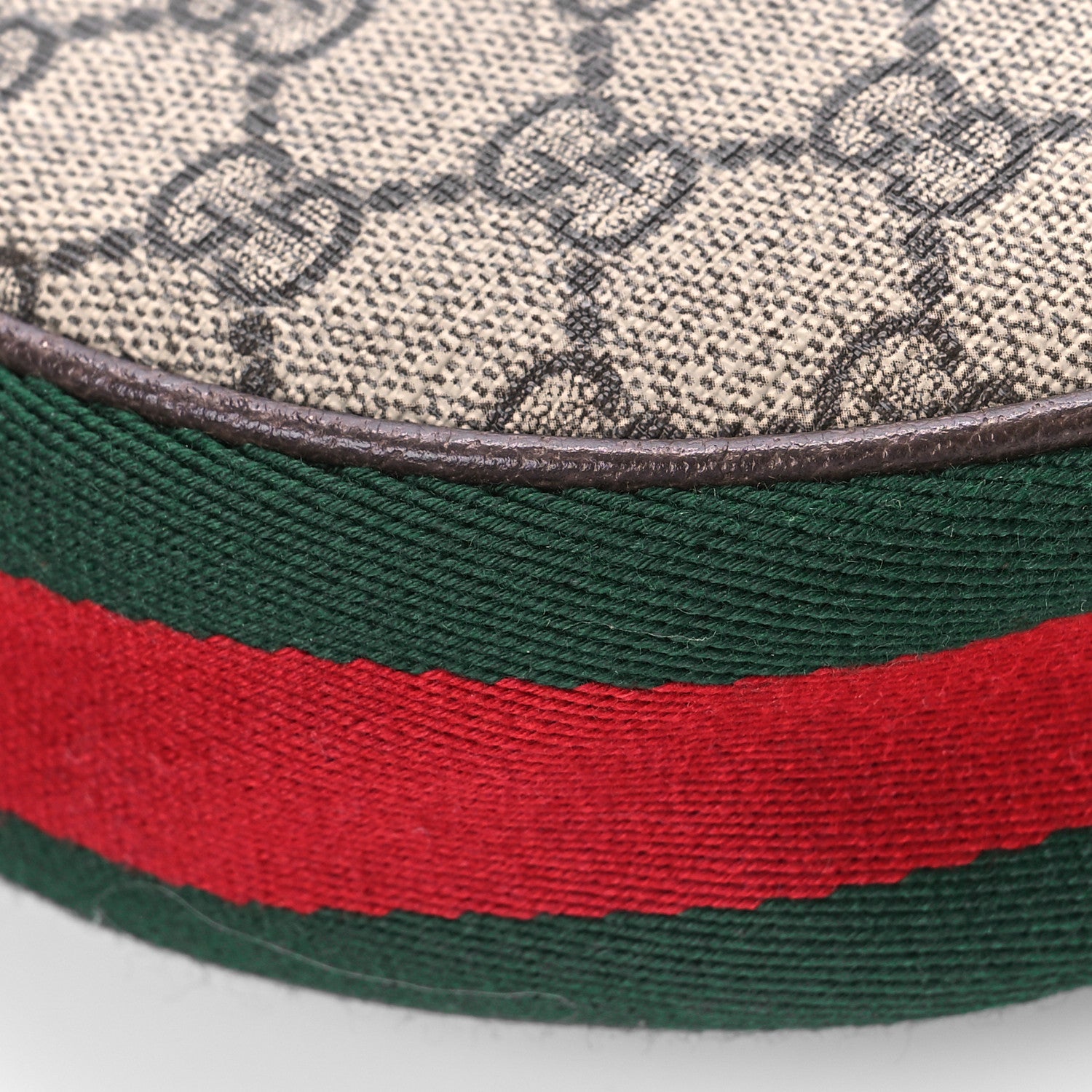 Gucci GG Supreme Monogram Textured Calfskin Web Mini Ophidia Half Moon Hobo Beige Ebony New Acero 8 of 9