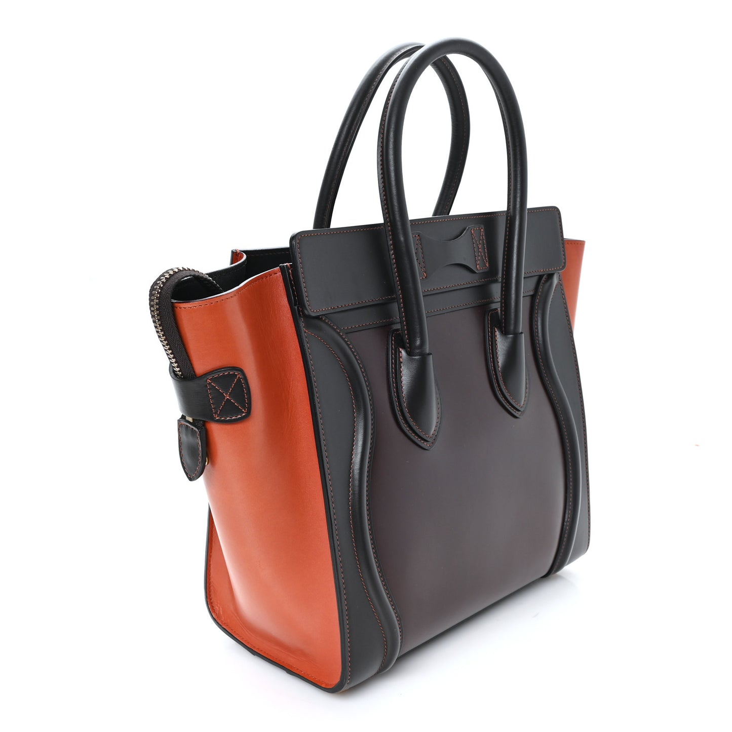 Smooth Calfskin Micro Bi-Color Luggage Burgundy Wine