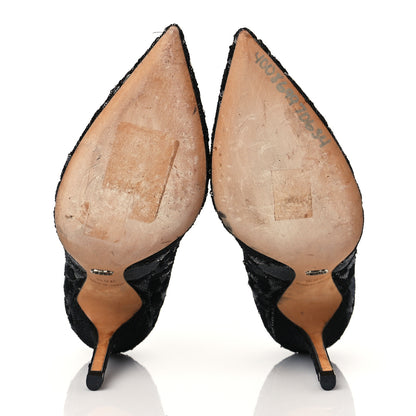Christian Dior Sequin Pumps 36.5 Black Gold 6 of 10