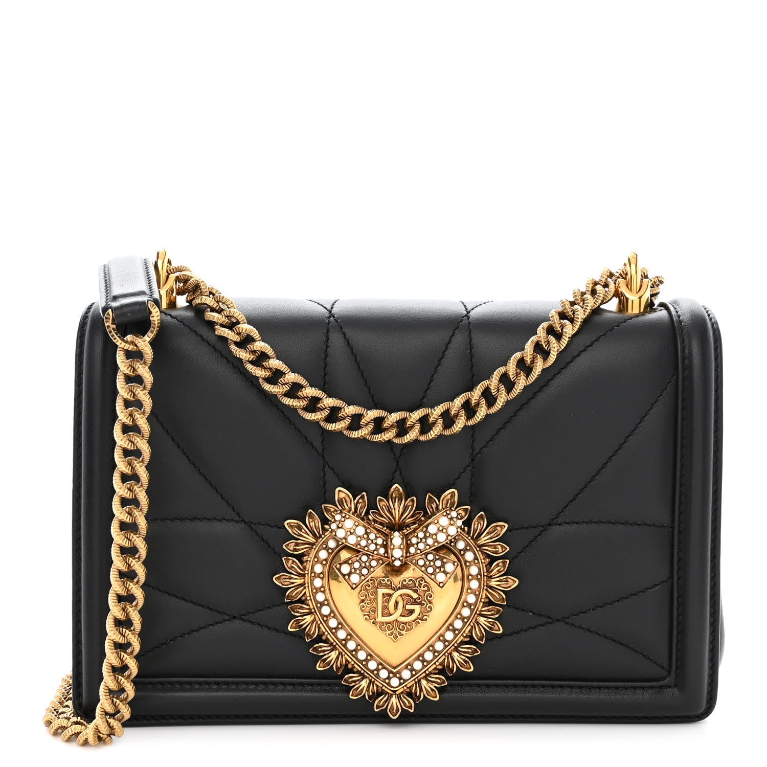 Dolce & Gabbana Calfskin Medium Devotion Crossbody Bag Black 1 of 12