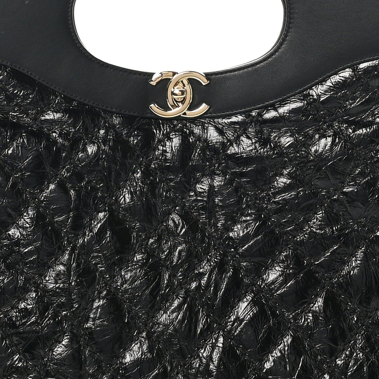 Chanel Crumpled Calfskin Quilted 31 Large Shopping Bag Black 8 of 10