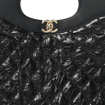 Chanel Crumpled Calfskin Quilted 31 Large Shopping Bag Black 8 of 10