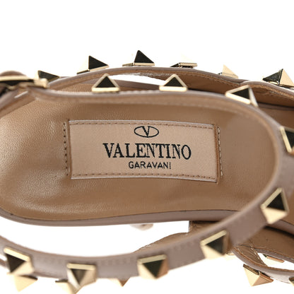 Valentino Garavani Pebbled Calfskin Rockstud Ankle Strap Pumps 36 Poudre 7 of 9