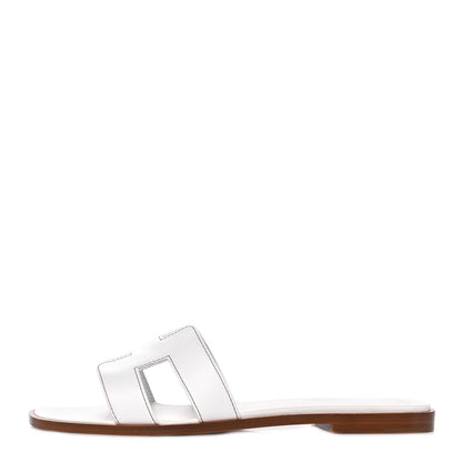 Hermes Box Calfskin Oran Sandals 37.5 White 1 of 9