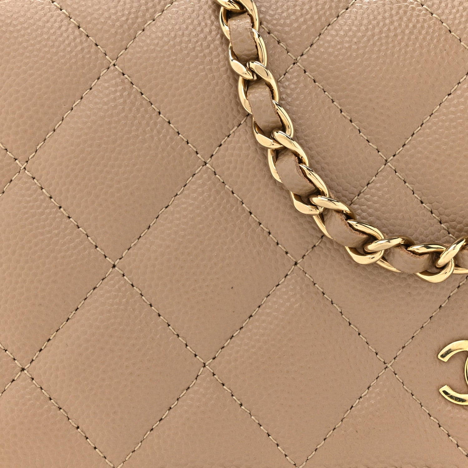 Chanel Caviar Quilted Wallet On Chain WOC Beige 9 of 19