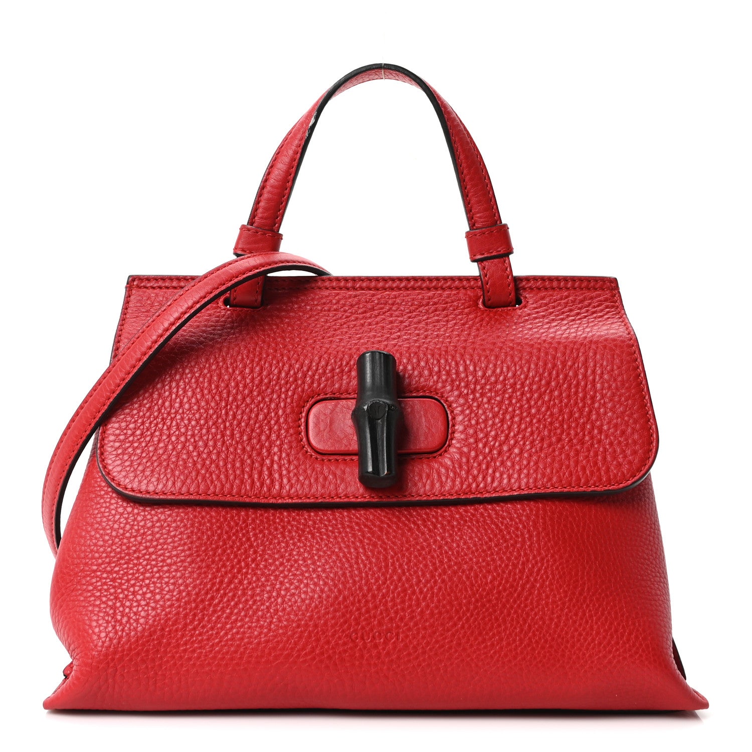 Gucci Cellarius Calfskin Small Bamboo Daily Top Handle Bag Hibiscus Red 1 of 9
