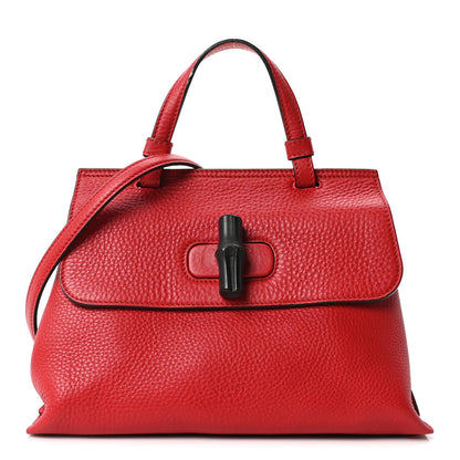 Gucci Cellarius Calfskin Small Bamboo Daily Top Handle Bag Hibiscus Red 1 of 9
