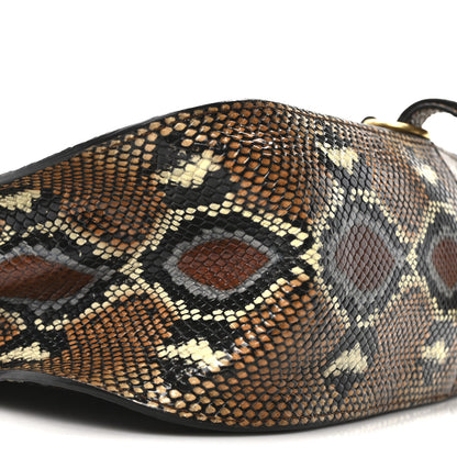 Chloe Snakeskin Embossed Calfskin Medium Marcie Satchel Brown Multicolor 9 of 10