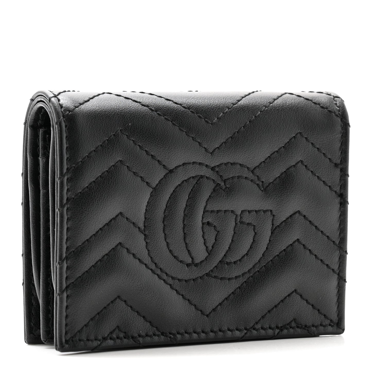 Calfskin Matelasse GG Marmont Card Case Wallet Black