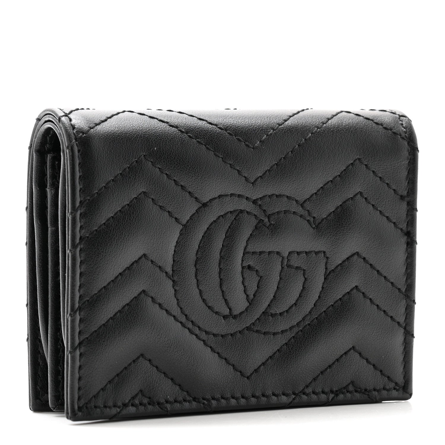 Gucci Calfskin Matelasse GG Marmont Card Case Wallet Black 3 of 10