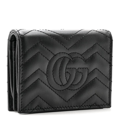 Gucci Calfskin Matelasse GG Marmont Card Case Wallet Black 3 of 10
