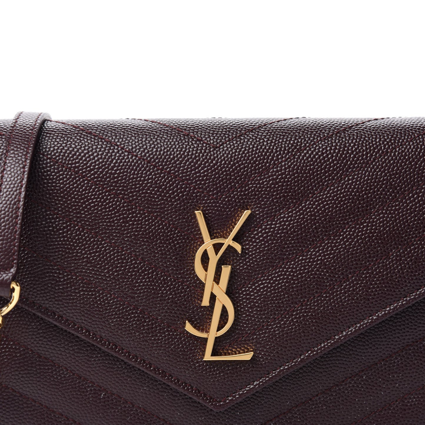Grain De Poudre Matelasse Chevron Monogram Envelope Chain Wallet Amaranto