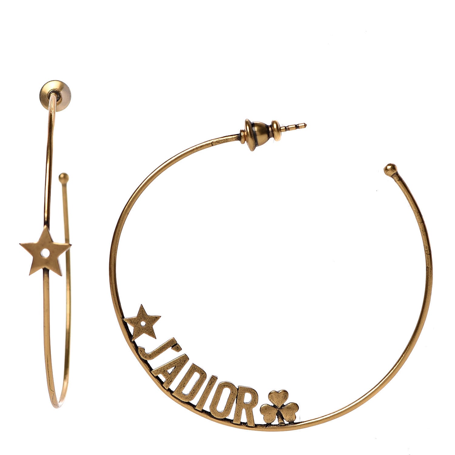Christian Dior Metal J'Adior Hoop Earrings Aged Gold 1 of 4