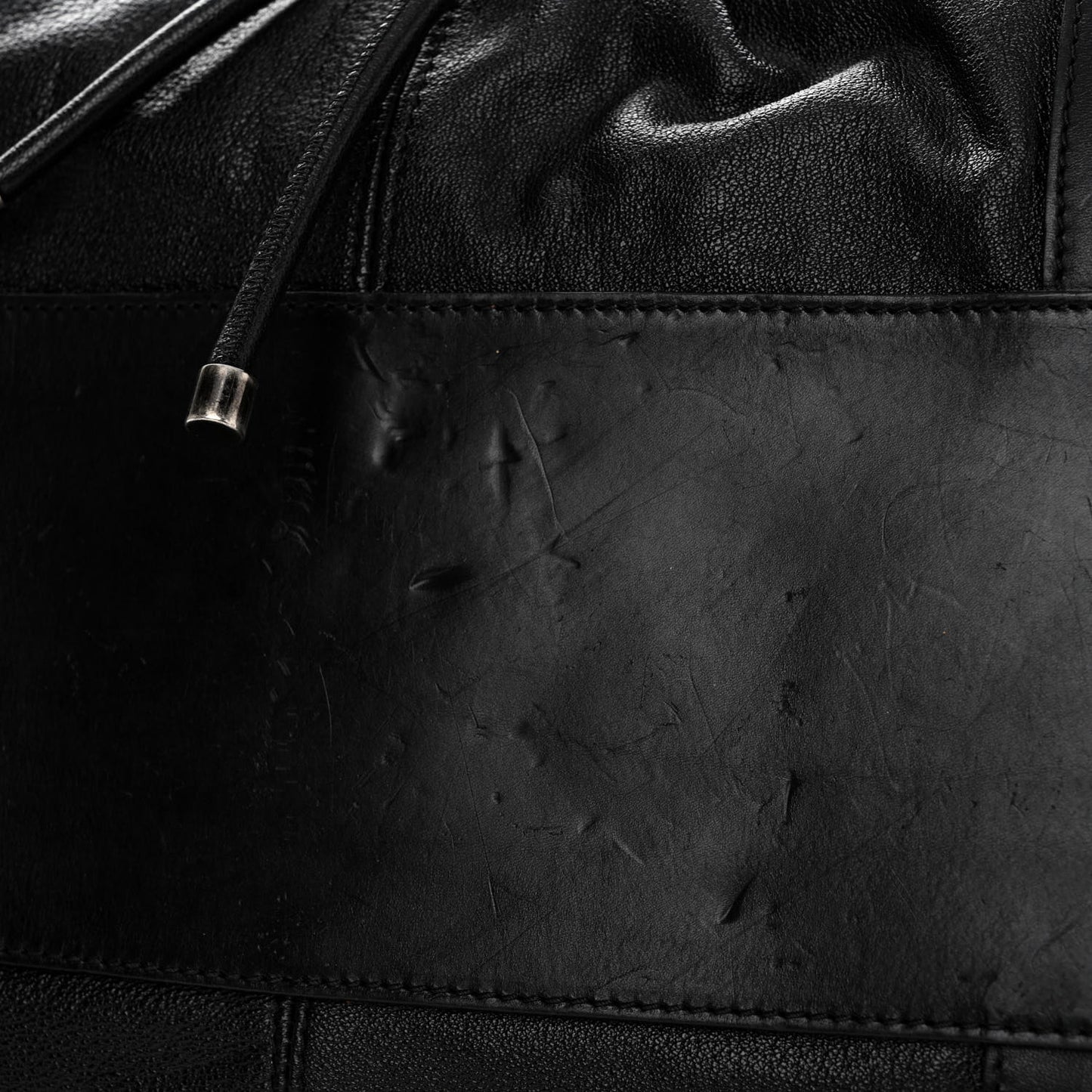 Calfskin Drawstring Tote Black