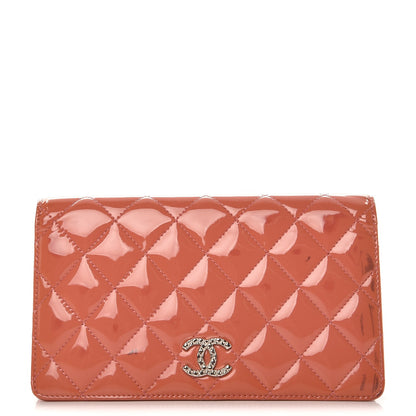 Chanel Patent Quilted Brilliant Yen Wallet Pink 1 of 12
