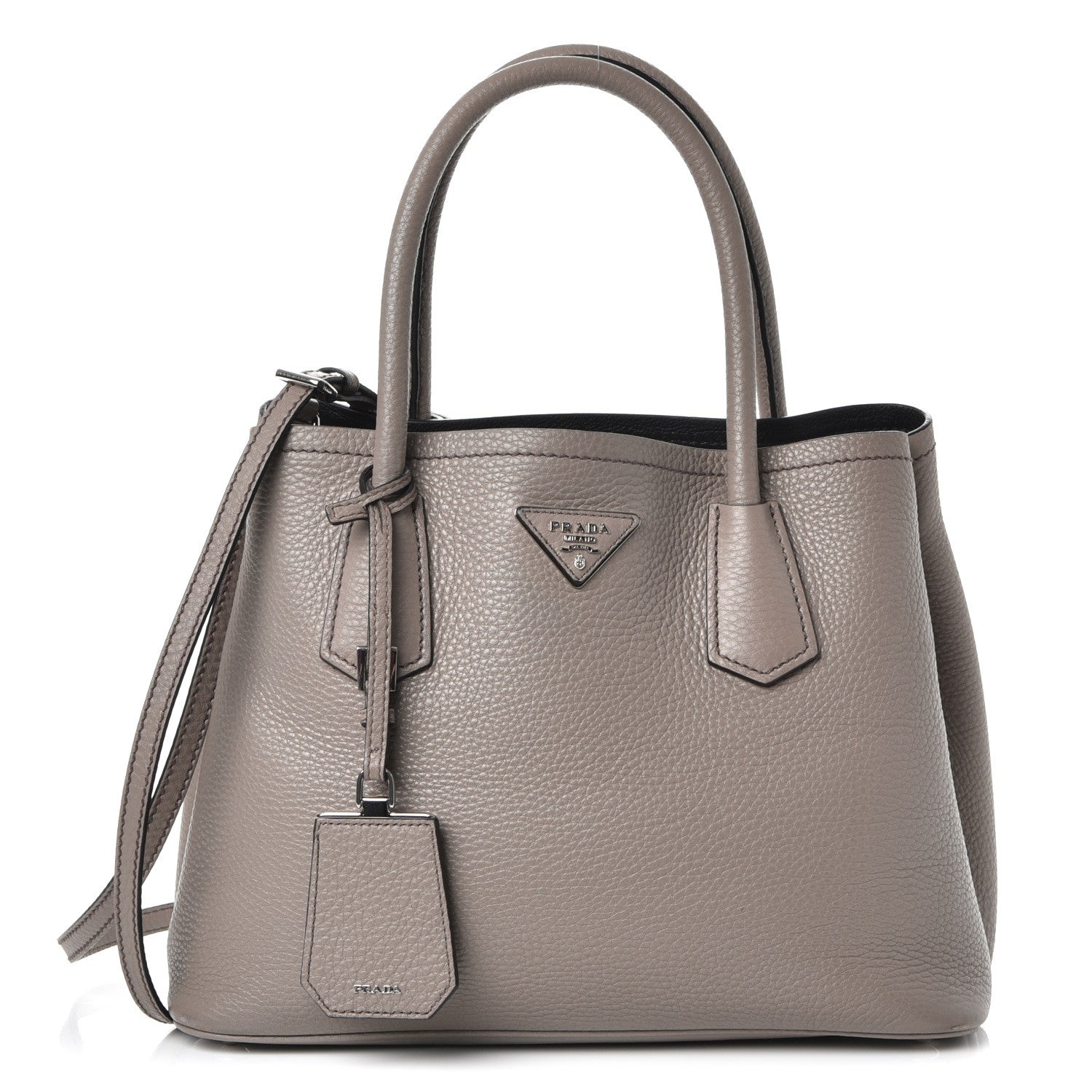 Prada Vitello Daino Small Double Bag Argilla Black 1 of 13